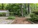 Lush backyard featuring a shed and mature trees, creating a private and serene outdoor retreat at 205 W Oak Ave, Wake Forest, NC 27587