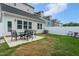 Backyard patio with outdoor seating and white privacy fence at 228 Shingle Oak Rd, Wake Forest, NC 27587