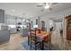 Open concept kitchen and dining room with view of living room and front entry at 24 W Catalina Ct, Clayton, NC 27527