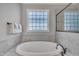 Bright bathroom featuring a large soaking tub and glass block window at 3108 Lawson Walk Way, Rolesville, NC 27571