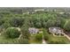Aerial shot of a home nestled in a mature wooded neighborhood with lush trees at 50 Pebble Creek Dr, Franklinton, NC 27525