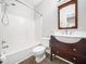 Bathroom featuring a dark vanity and tile flooring at 8312 Bellingham Cir, Raleigh, NC 27615