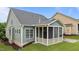 Exterior showcasing a screened porch and backyard, offering space for outdoor living and enjoyment at 1012 Autumn Meadow Ln, Wake Forest, NC 27587