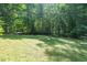 Lush backyard with mature trees, offering a private outdoor space with plenty of room for recreation at 1015 Manchester Dr, Cary, NC 27511