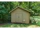 Charming outdoor storage shed nestled amongst trees, providing ample space for tools and equipment at 1015 Manchester Dr, Cary, NC 27511