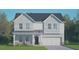Charming two-story home featuring board and batten siding, a covered front porch, and an attached two-car garage at 128 Gilmer St, Fuquay Varina, NC 27526