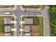 Aerial shot of homes in a suburban neighborhood with manicured lawns and tree-lined streets at 1401 Justice Union Ct, Raleigh, NC 27604