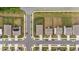 Aerial shot of homes in a residential neighborhood with tree-lined streets and well-manicured lawns at 1401 Justice Union Ct, Raleigh, NC 27604