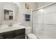 Modern bathroom with a glass-enclosed shower, sleek vanity, and contemporary fixtures at 1716 Longmont Dr, Wake Forest, NC 27587
