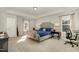 The main bedroom has a tray ceiling, lots of light, and is carpeted at 1716 Longmont Dr, Wake Forest, NC 27587