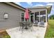 Back patio with outdoor seating and an umbrella for sunny days at 1828 Wellspring Ct, Graham, NC 27253