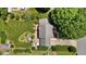 Aerial view showcasing the home's spacious yard, patio, landscaping, and location at 2127 Somers Ave, Burlington, NC 27215