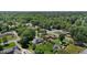 Aerial shot shows neighborhood, highlighting home with landscaping and mature trees in the area at 2127 Somers Ave, Burlington, NC 27215
