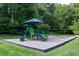 Community playground featuring modern green play structure and shade at 225 Midenhall Way, Cary, NC 27513