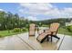 Relaxing back patio features outdoor furniture and a peaceful wooded backdrop, ideal for outdoor enjoyment at 2410 Kinglass Dr, Fuquay Varina, NC 27526