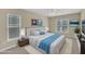 Stylishly staged bedroom with a comfortable bed, ample natural light, and modern décor at 2513 Asher View Ct, Raleigh, NC 27606