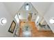 Aerial view of dining room, kitchen, and staircase at 2709 Les Paul Ln, Apex, NC 27539