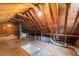 Spacious attic with exposed wooden beams and visible utilities and storage potential at 2901 Ceremonial Ct, Raleigh, NC 27615