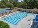 Large community swimming pool with lounge chairs and a surrounding deck area at 2901 Ceremonial Ct, Raleigh, NC 27615