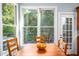 Bright breakfast nook with lots of windows and a view to the exterior deck at 3137 Falling Cedars Dr, Chapel Hill, NC 27516