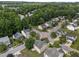 This aerial view showcases a quiet neighborhood with mature trees and well-maintained lawns at , Raleigh, NC 27610