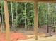 A framed view of a peaceful woodland area from the vantage point of the newly built porch structure at 3905 Cedar Knolls Dr, Youngsville, NC 27596