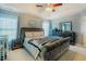 A relaxing primary bedroom features a trey ceiling and fan at 413 Barnard Castle Ct, Rolesville, NC 27571