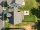 Bird's-eye view of a house with patio, fire pit and fully fenced backyard at 418 Wyndham Drive, Chapel Hill, NC 27516