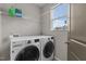 Functional laundry room with LG washer and dryer, shelving, and a window for natural light at 5320 Jessip St, Morrisville, NC 27560