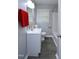 Updated bathroom featuring modern vanity, sleek fixtures, and natural light at 722 Orchard Dr, Graham, NC 27253