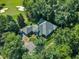 Aerial view of a lovely home surrounded by lush greenery, and mature trees creating a private setting at 801 Pinehurst Dr, Chapel Hill, NC 27517