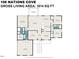Detailed floor plan showcasing layout with square footage, including Primary bedroom, kitchen, living room, and garage at 106 Nations Cove, Louisburg, NC 27549