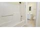 Cozy bathroom with a shower-tub combination and single sink vanity at 107 Ashley Forest Rd # B, Chapel Hill, NC 27514