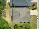 An aerial view showcases the property's roof, landscaping, and proximity to neighboring homes at 111 Chapel Run Way, Chapel Hill, NC 27517