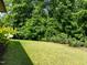 The property has a large, verdant backyard that's ready for gardening or outdoor entertainment at 111 Chapel Run Way, Chapel Hill, NC 27517