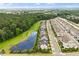 Scenic aerial view of pond and houses with lush trees enhancing the landscape and the neighborhood's appeal at 113 Mazarin Ln, Cary, NC 27519