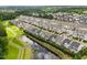 Aerial view showing houses beside pond and green space at 113 Mazarin Ln, Cary, NC 27519