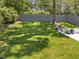 Spacious backyard featuring lush green grass, mature trees, and a private fence at 1208 Hunting Ridge Rd, Raleigh, NC 27615