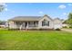 Charming single-story home featuring a welcoming front porch and a well-manicured lawn at 124 Roscommon Ln, Clayton, NC 27520