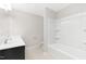 Functional bathroom featuring a shower-tub combo, toilet, and single vanity at 133 Explorer Dr # 258, Morrisville, NC 27560