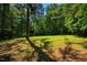 Secluded backyard, mostly shaded, with mature trees for privacy and a peaceful setting at 1511 Hatch Rd, Chapel Hill, NC 27516