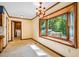 Dining room featuring a large bay window and chandelier at 1511 Hatch Rd, Chapel Hill, NC 27516