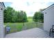 Spacious backyard view from the deck, showcasing lush greenery and a peaceful setting at 1806 Stroll Cir, Fuquay Varina, NC 27526