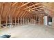 Unfinished attic space with exposed wooden beams and ample storage at 206 Wynngate Dr, Cameron, NC 28326
