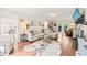 Comfortable living room featuring a cozy fireplace, television, hardwood floors and ample seating at 21 Cedar Hill Dr, Durham, NC 27713