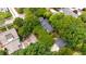 An aerial view of a house with a lush, green yard and mature trees providing shade and privacy to the home at 2202 St Marys St, Raleigh, NC 27608