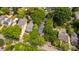 Residential area aerial view featuring lush greenery and manicured lawns surrounding upscale homes at 2202 St Marys St, Raleigh, NC 27608