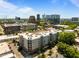 Aerial view showcasing building, city skyline, and lush greenery at 222 Glenwood Ave # 714, Raleigh, NC 27603