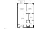Floor plan showing the dimensions of a living room, bedroom, kitchen, bathroom, walk in closet and foyer at 222 Glenwood Ave # 714, Raleigh, NC 27603