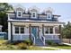 Inviting two-story home featuring a charming front porch, gray siding, and dormer windows for added character at 2805 Fayetteville St, Durham, NC 27707